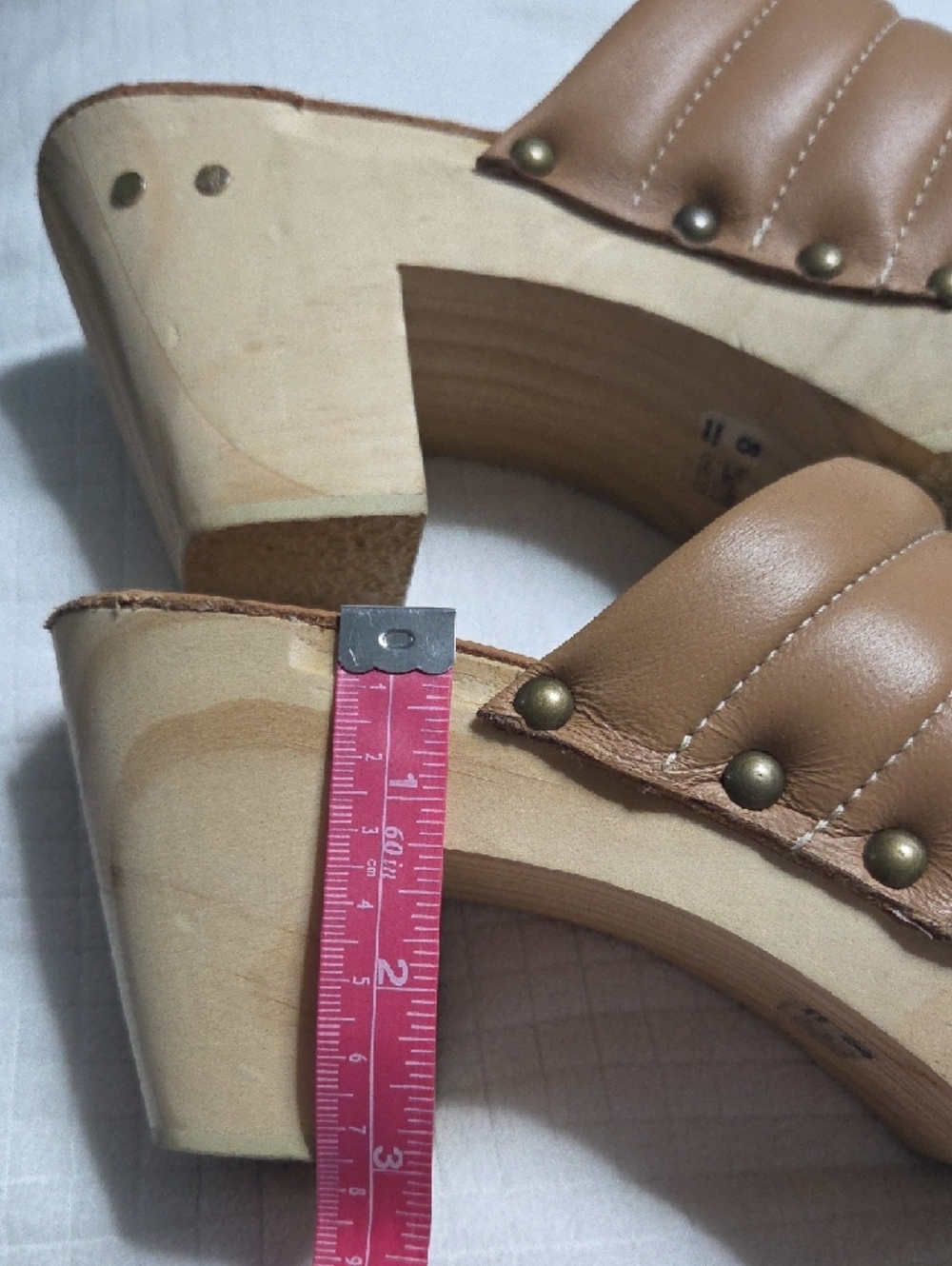 beek Quilted Tan Leather Clog Mules with Stud Accents - Picture 10 of 11
